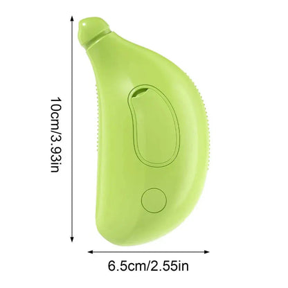Furrow Friend 3-in-1 cat steam grooming brush banana in green