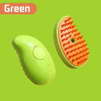 Furrow Friend 3-in-1 cat steam grooming brush mango in green