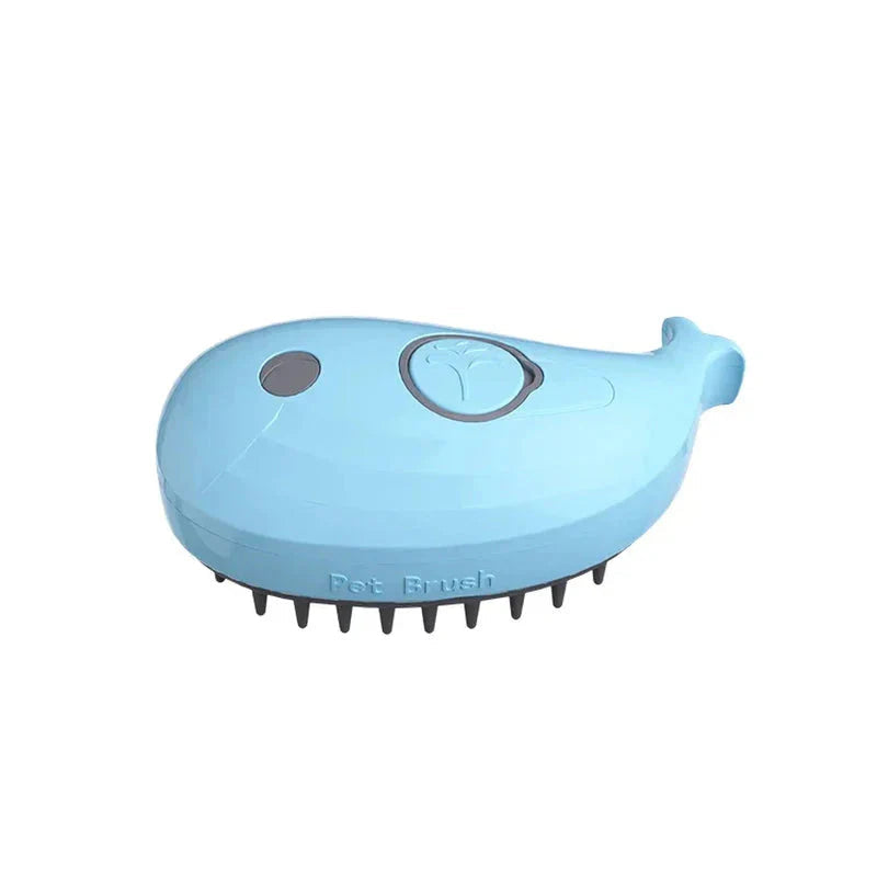 Furrow Friend 3-in-1 cat steam grooming brush whale in blue