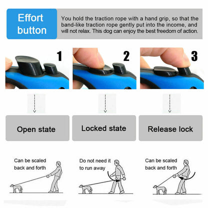 Furrow Friend automatic retractable dog leash brake and lock button