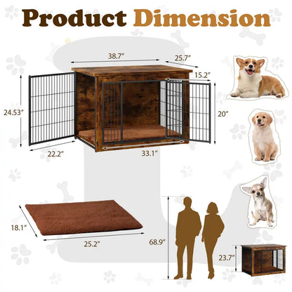 Wooden Dog Crate End Table