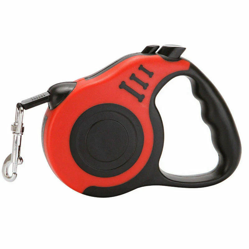 Furrow Friend automatic retractable dog leash in red