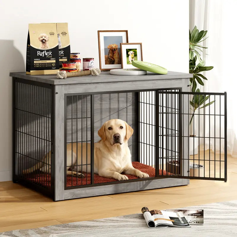 Wooden Dog Crate End Table