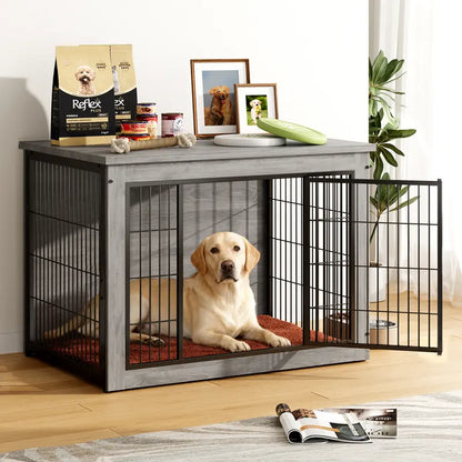 Wooden Dog Crate End Table