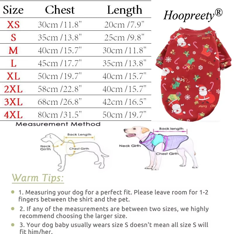 Christmas Fleece Hoodie for Medium and Large Dogs