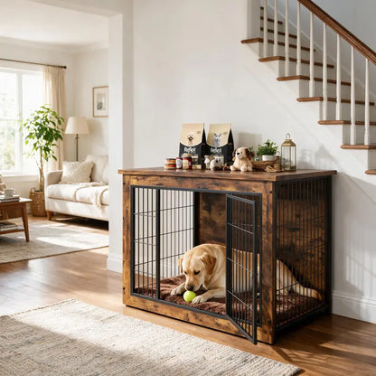 Wooden Dog Crate End Table