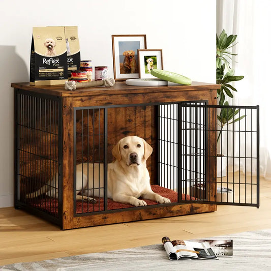 Wooden Dog Crate End Table