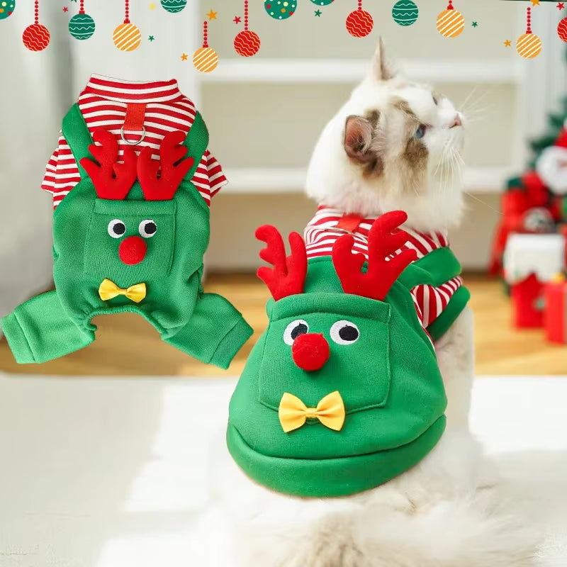 Striped Reindeer Dog Jumpsuit