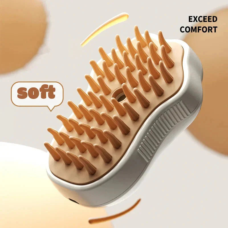 Furrow Friend 3-in-1 cat steam grooming brush soft bristles