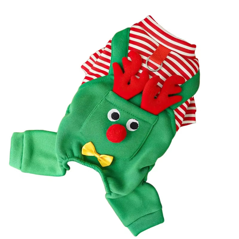Striped Reindeer Dog Jumpsuit