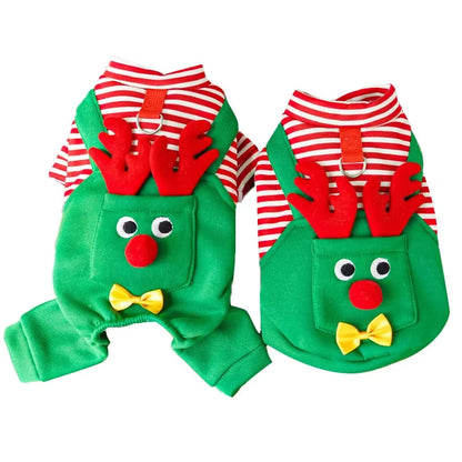 Striped Reindeer Dog Jumpsuit