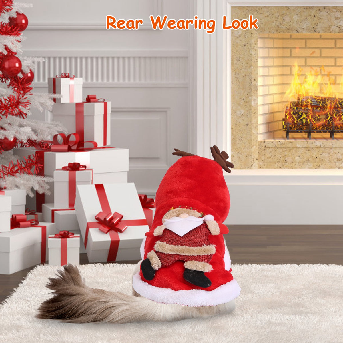 1Pc Pet Christmas Clothes Santa Claus Reindeer Antlers Costume Winter Outfit New Year Coat for Small Medium Dogs Cats