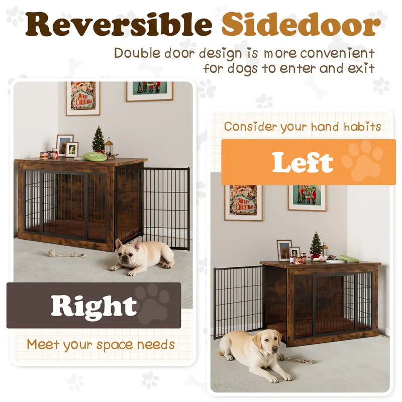 Wooden Dog Crate End Table