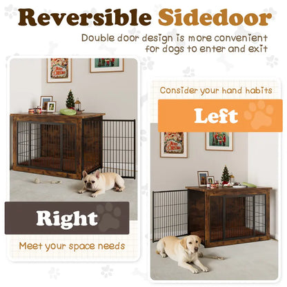 Wooden Dog Crate End Table