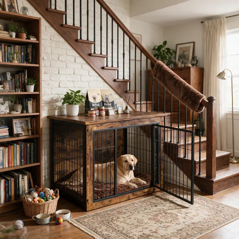 Wooden Dog Crate End Table
