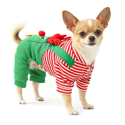 Striped Reindeer Dog Jumpsuit