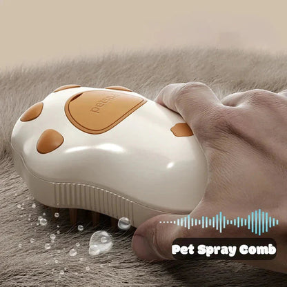 Furrow Friend 3-in-1 cat steam grooming brush grooming a cat