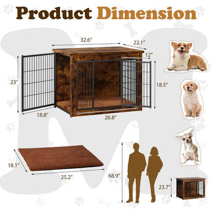 Wooden Dog Crate End Table