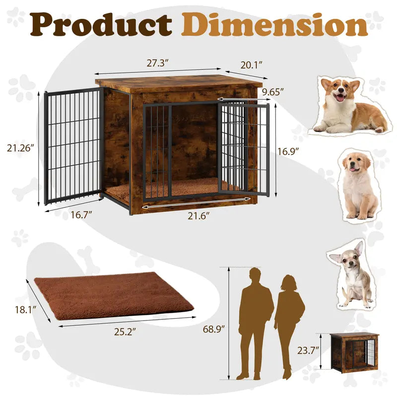 Wooden Dog Crate End Table