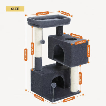 Furrow Friend cat tree tower for large cats size diagram
