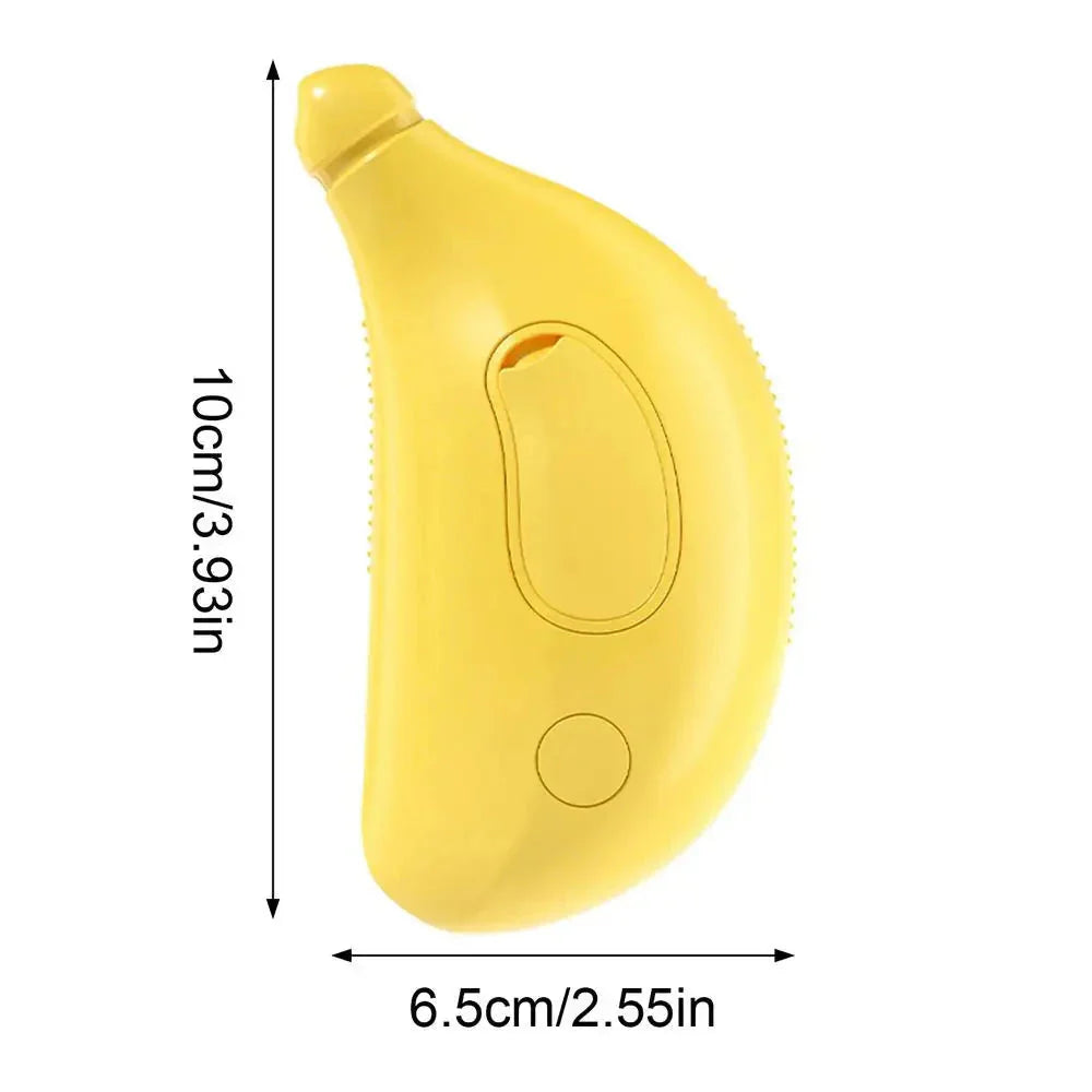 Furrow Friend 3-in-1 cat steam grooming brush banana in yellow